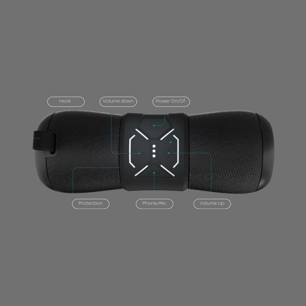 Rave F2 portable bluetooth speaker button controls
